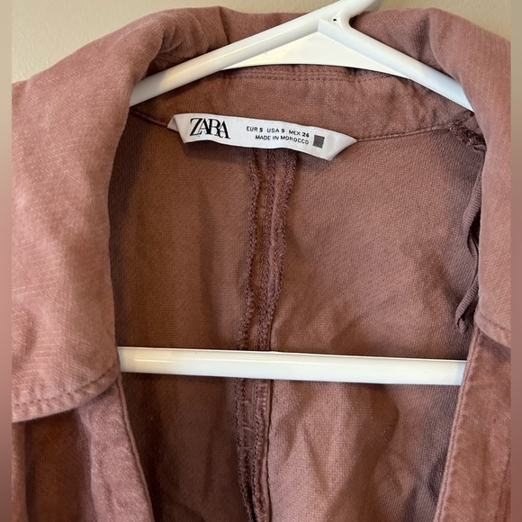 Zara Marsala Long Sleeve Mini Dress Mauve 100% Cotton size Small - Picture 3 of 11